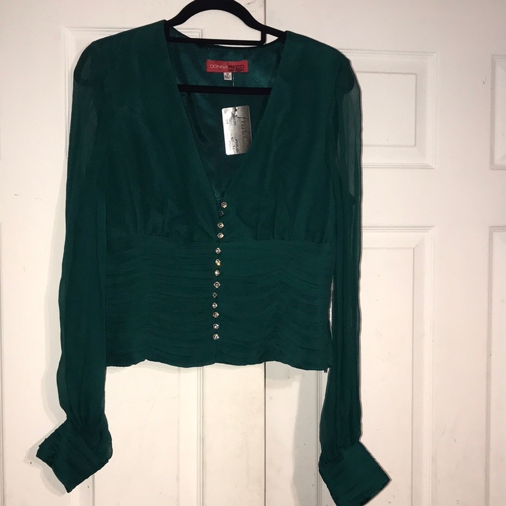 NWT Donna Ricco Draped Silk Top
